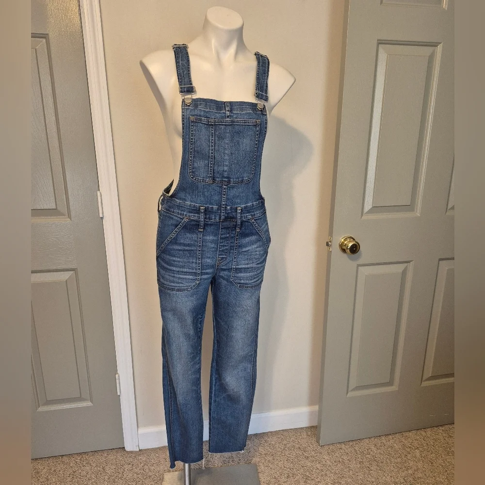 Madewell Cotton Stretch Blend Denim Skinny Jean Overalls in Jansing Wash(M)